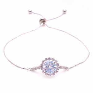 1 Carat Moissanite Diamond Adjustable Bracelet in Sterling Silver